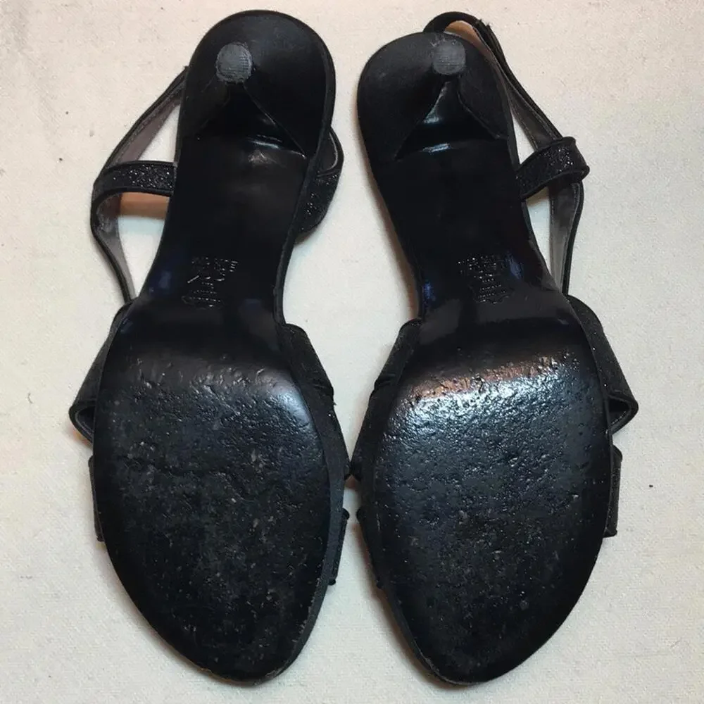 Nina New York black glitter strappy heels sz 7.5 shoes